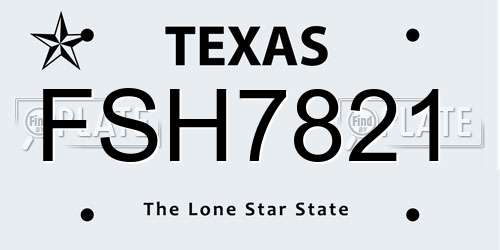 FSH7821 Texas License Plate
