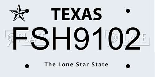 FSH9102 Texas License Plate