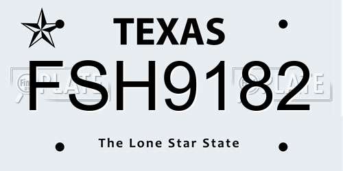 FSH9182 Texas License Plate