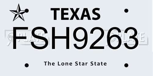 FSH9263 Texas License Plate
