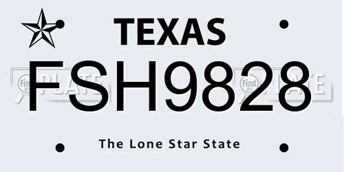 FSH9828 Texas License Plate
