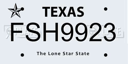 FSH9923 Texas License Plate