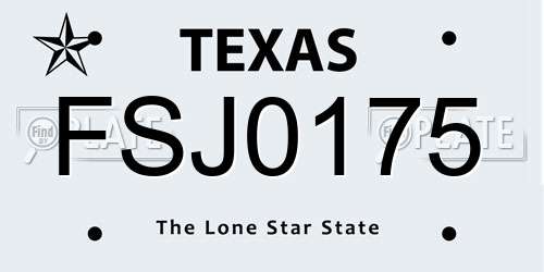 FSJ0175 Texas License Plate