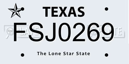 FSJ0269 Texas License Plate