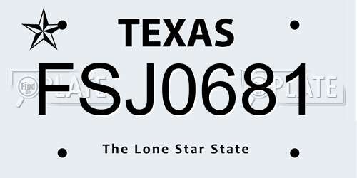 FSJ0681 Texas License Plate