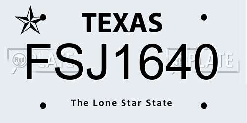FSJ1640 Texas License Plate