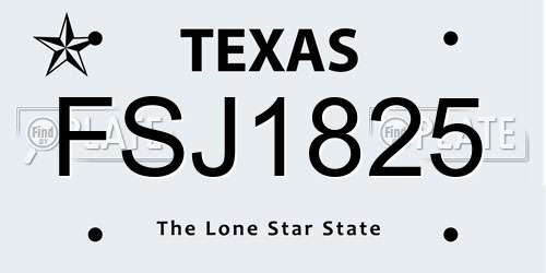FSJ1825 Texas License Plate
