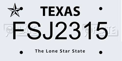 FSJ2315 Texas License Plate