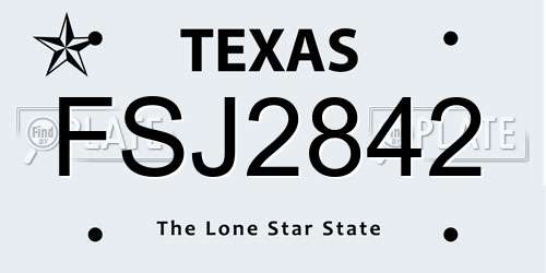 FSJ2842 Texas License Plate