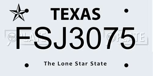 FSJ3075 Texas License Plate