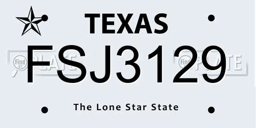 FSJ3129 Texas License Plate