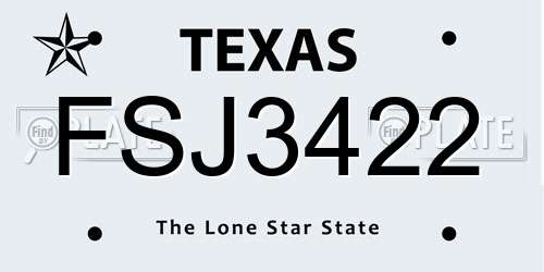 FSJ3422 Texas License Plate