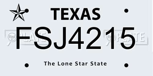 FSJ4215 Texas License Plate