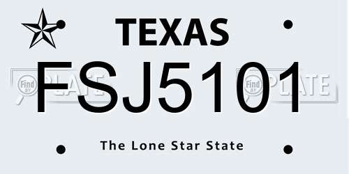 FSJ5101 Texas License Plate