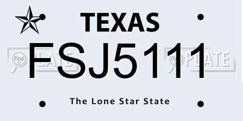 FSJ5111 Texas License Plate