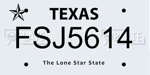 FSJ5614 Texas License Plate