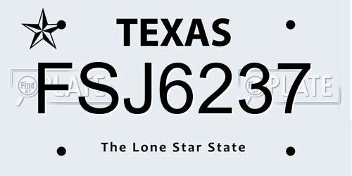 FSJ6237 Texas License Plate