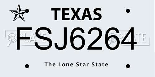 FSJ6264 Texas License Plate