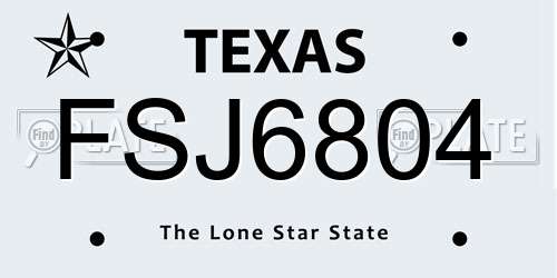 FSJ6804 Texas License Plate