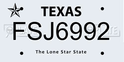 FSJ6992 Texas License Plate