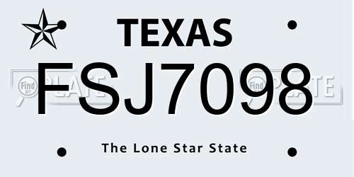 FSJ7098 Texas License Plate