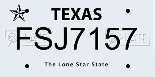 FSJ7157 Texas License Plate