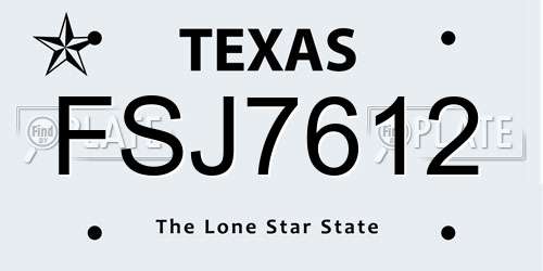 FSJ7612 Texas License Plate