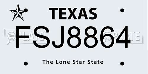 FSJ8864 Texas License Plate