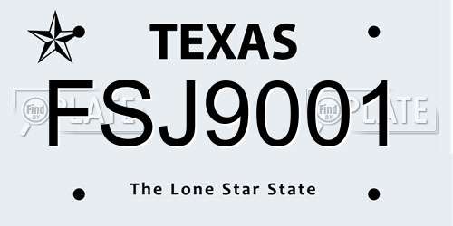 FSJ9001 Texas License Plate