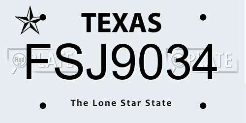 FSJ9034 Texas License Plate