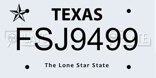 FSJ9499 Texas License Plate