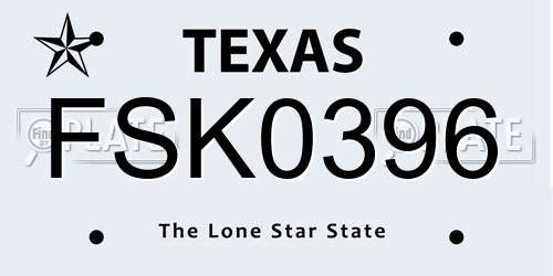 FSK0396 Texas License Plate