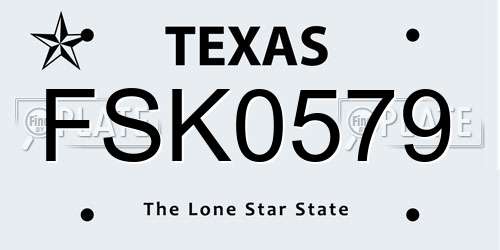 FSK0579 Texas License Plate