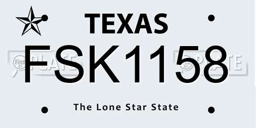 FSK1158 Texas License Plate