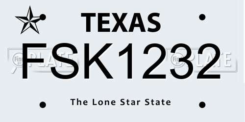 FSK1232 Texas License Plate
