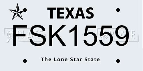 FSK1559 Texas License Plate