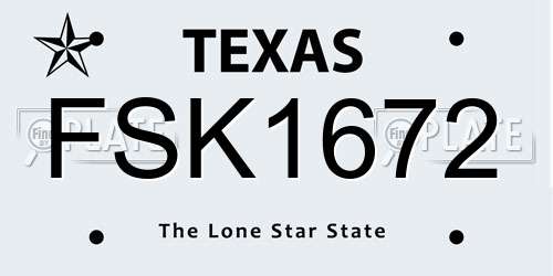 FSK1672 Texas License Plate
