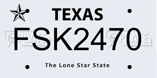 FSK2470 Texas License Plate