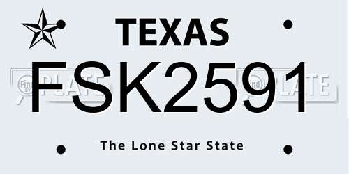 FSK2591 Texas License Plate