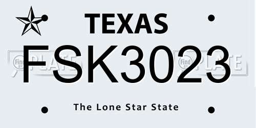 FSK3023 Texas License Plate