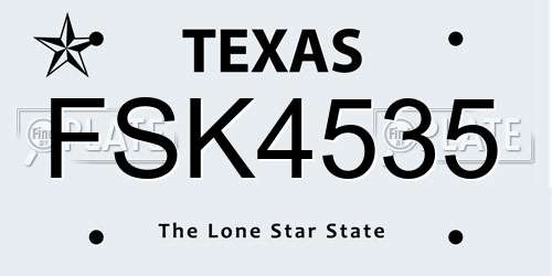 FSK4535 Texas License Plate