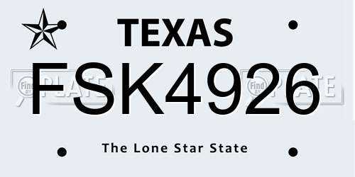 FSK4926 Texas License Plate