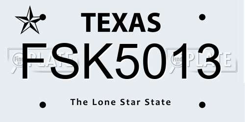 FSK5013 Texas License Plate