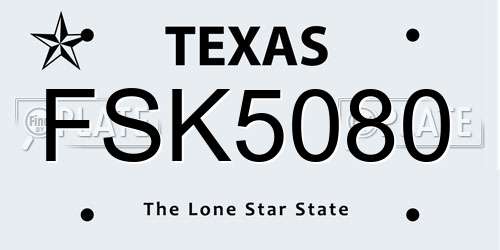 FSK5080 Texas License Plate