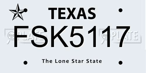 FSK5117 Texas License Plate