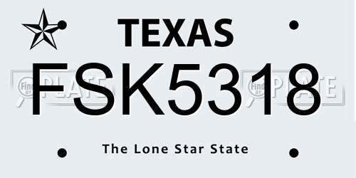 FSK5318 Texas License Plate
