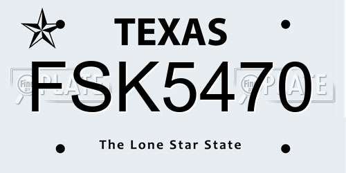 FSK5470 Texas License Plate