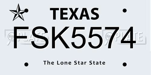 FSK5574 Texas License Plate