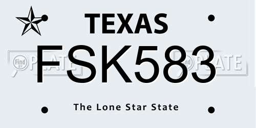 FSK583 Texas License Plate