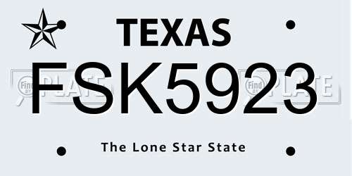 FSK5923 Texas License Plate